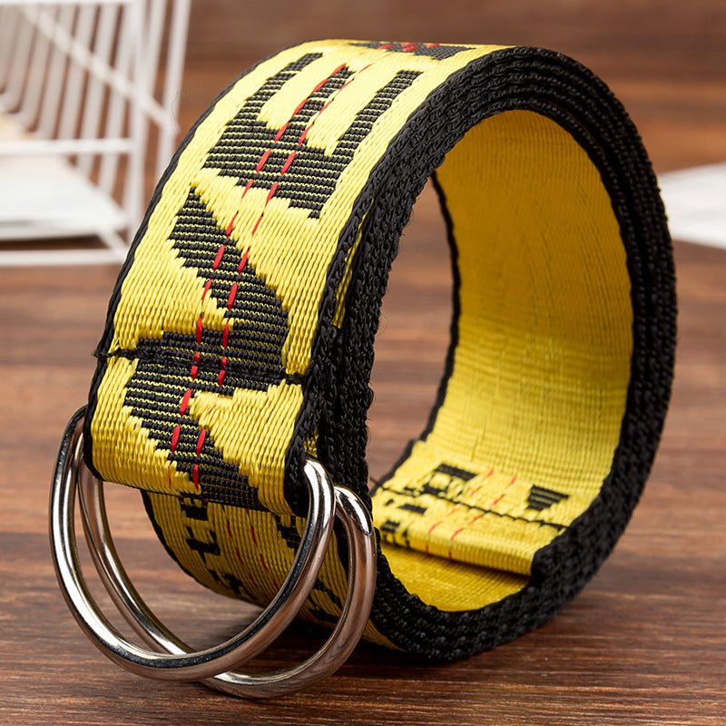 Double loop buckle canvas belt