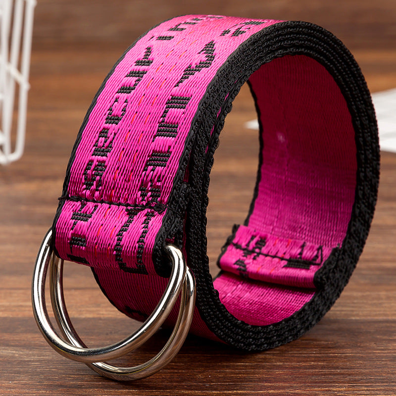 Double loop buckle canvas belt