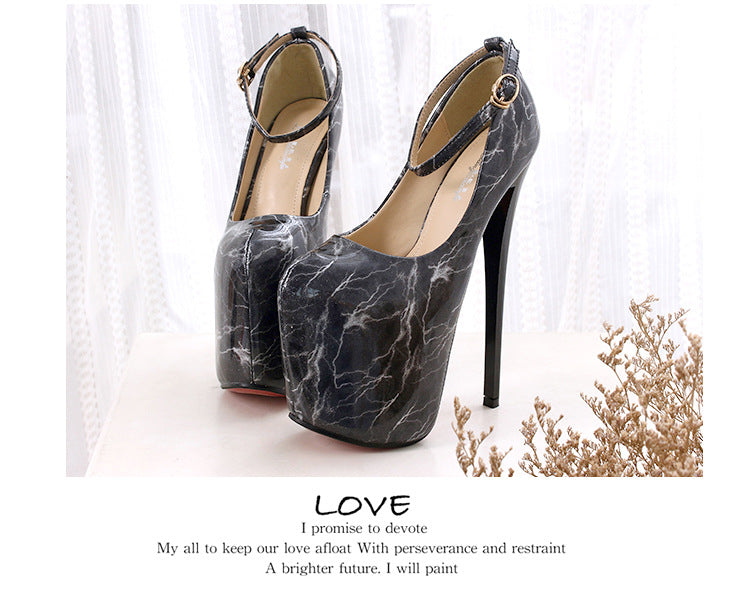 Shallow Patent Leather Ultra-high Stiletto Heel