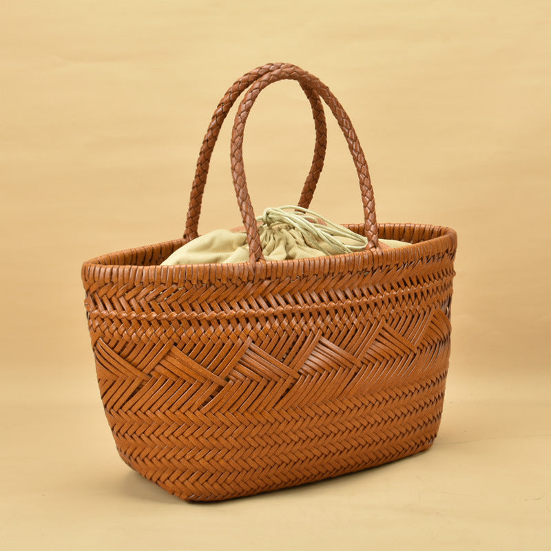 French Hand Woven Vegetable Basket Bag