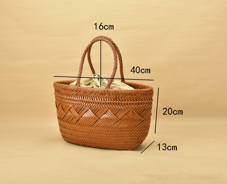 French Hand Woven Vegetable Basket Bag