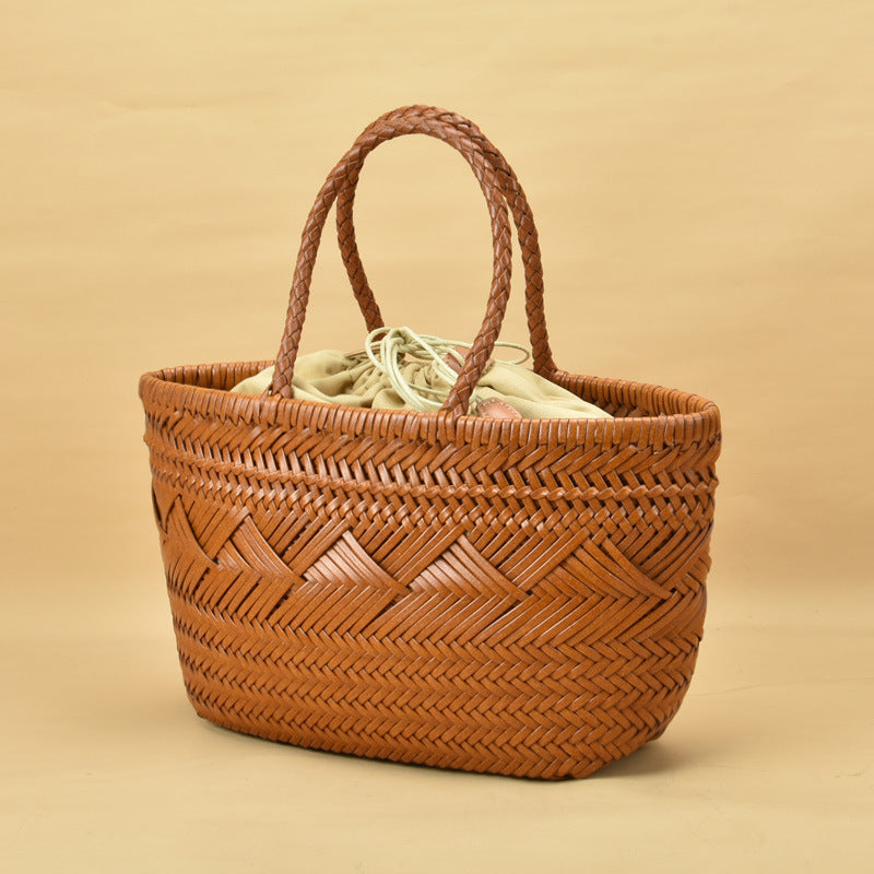 French Hand Woven Vegetable Basket Bag