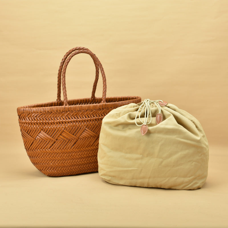 French Hand Woven Vegetable Basket Bag