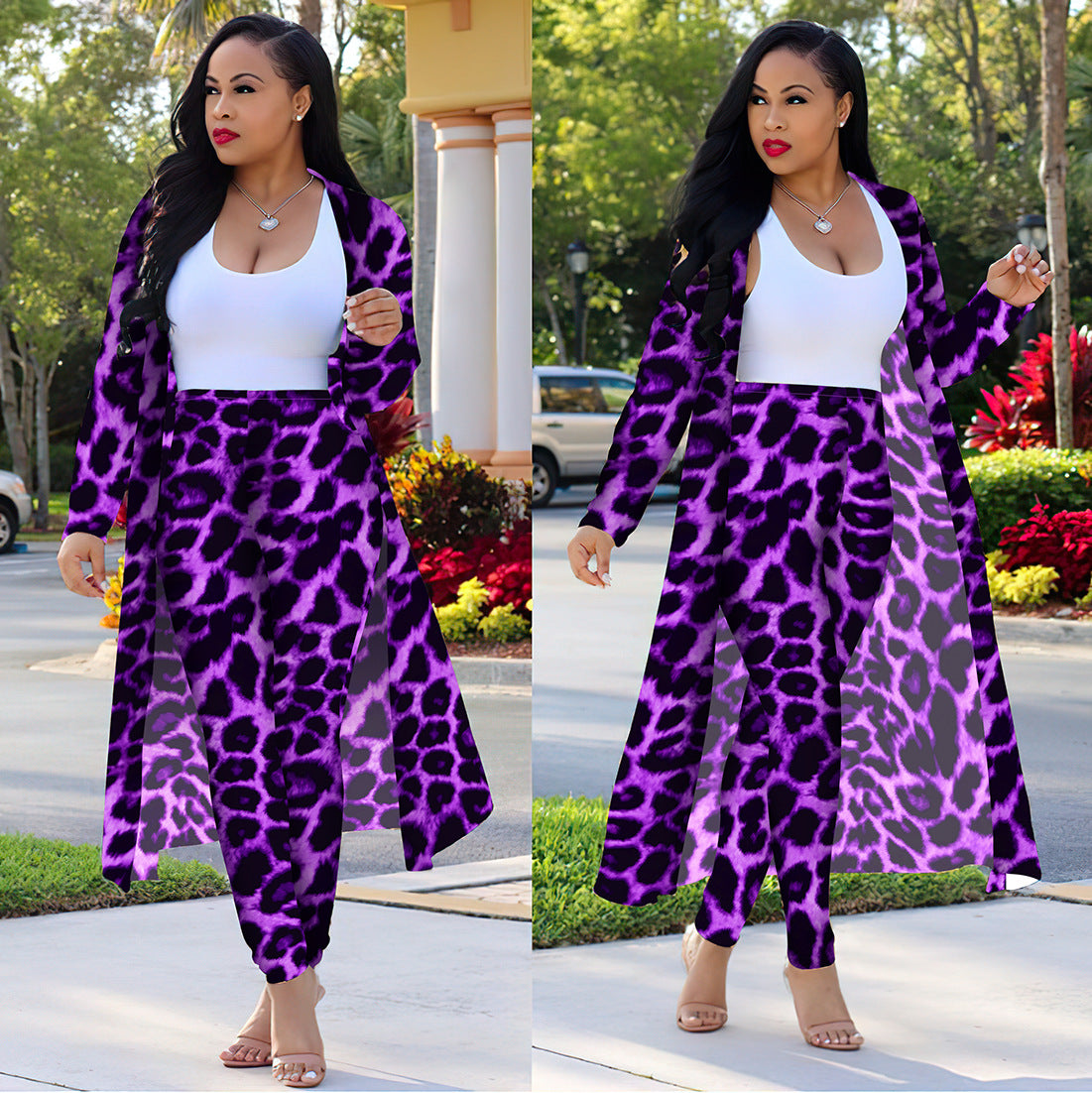 Women's Long-sleeved Leopard Print Suitcoat Suits