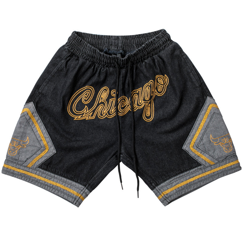 Sam Gould Tide Brand Chicago Bulls Sports Casual Denim Shorts Basketball Pants