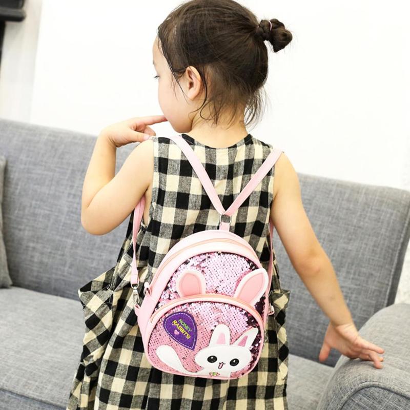 Children's Bags, Girls' Messenger Bags, Girls, Cute Bunny, Sequined One-shoulder Backpack