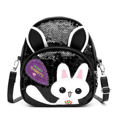 Children's Bags, Girls' Messenger Bags, Girls, Cute Bunny, Sequined One-shoulder Backpack