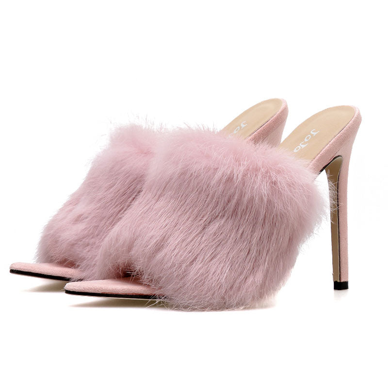 Female fur high heels