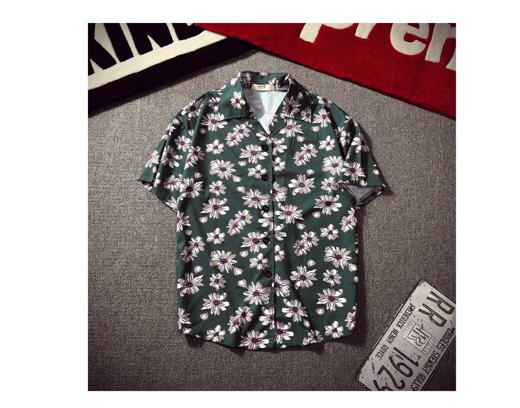 Beach shirt, short sleeve shirt, flower