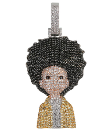 Iced Out The Boondocks Pendant CZ Necklace Chain Mens Women Micro Paved Hip Hop Gold Silver Color Bling Charm Chains Jewelry