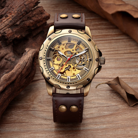 Mens Skeleton Steampunk Automatic Mechanical Watch