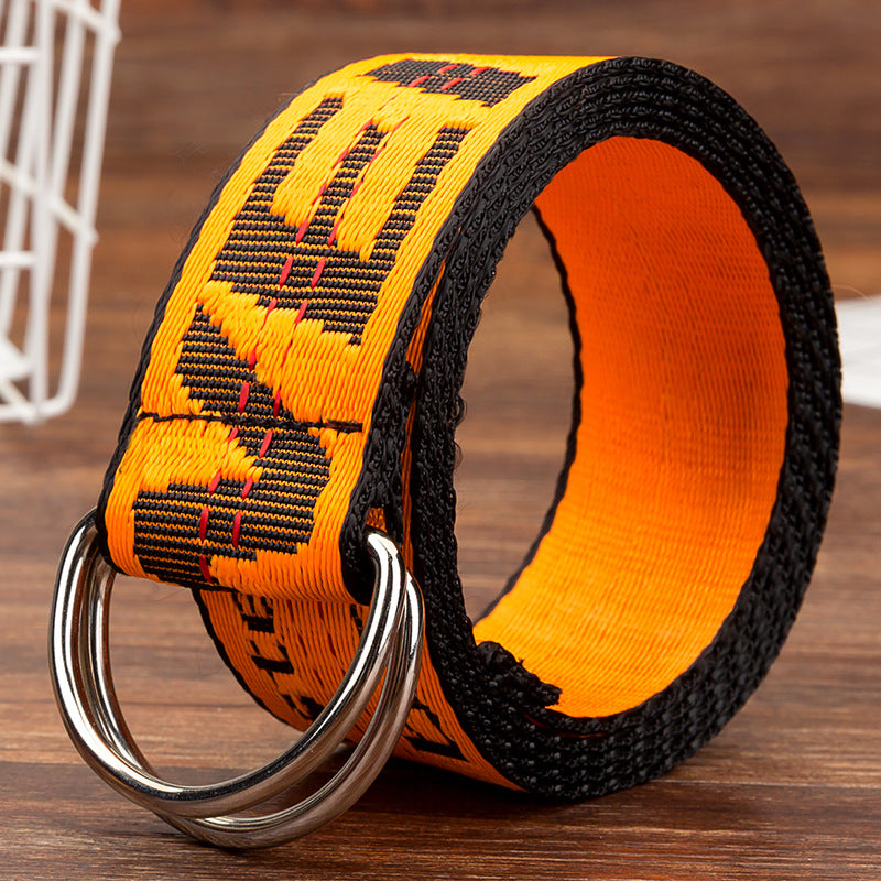 Double loop buckle canvas belt