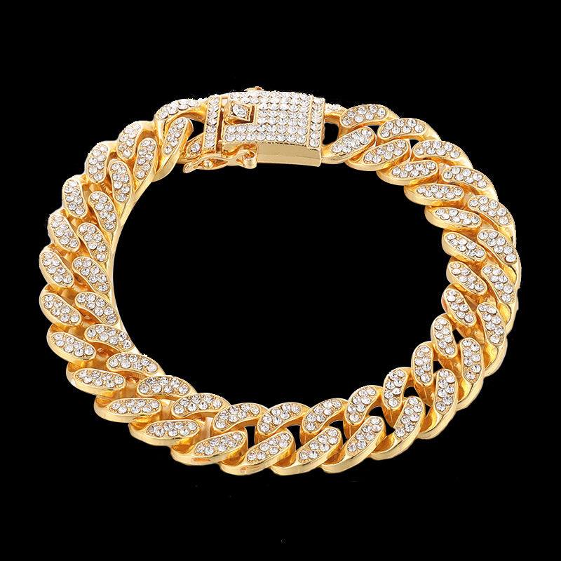 Full Diamond Miami Cuban Bracelet Butterfly Clasp Bangle