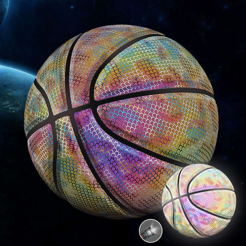 Glowing fluorescent basketball