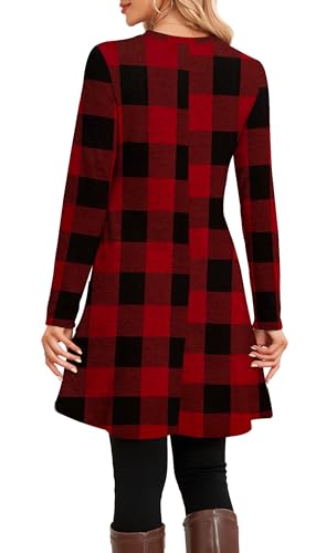 NARRAME Sweater Dresses for Women Winter Long Sleeve Causal Buttons Side Tunic Sweater Dress with Pockets