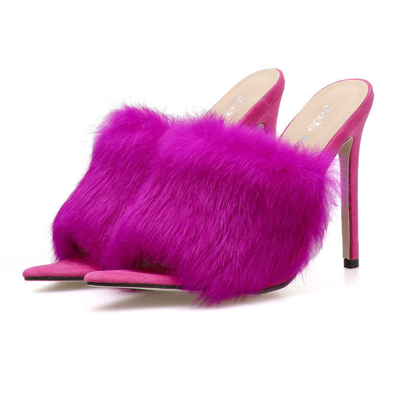 Female fur high heels