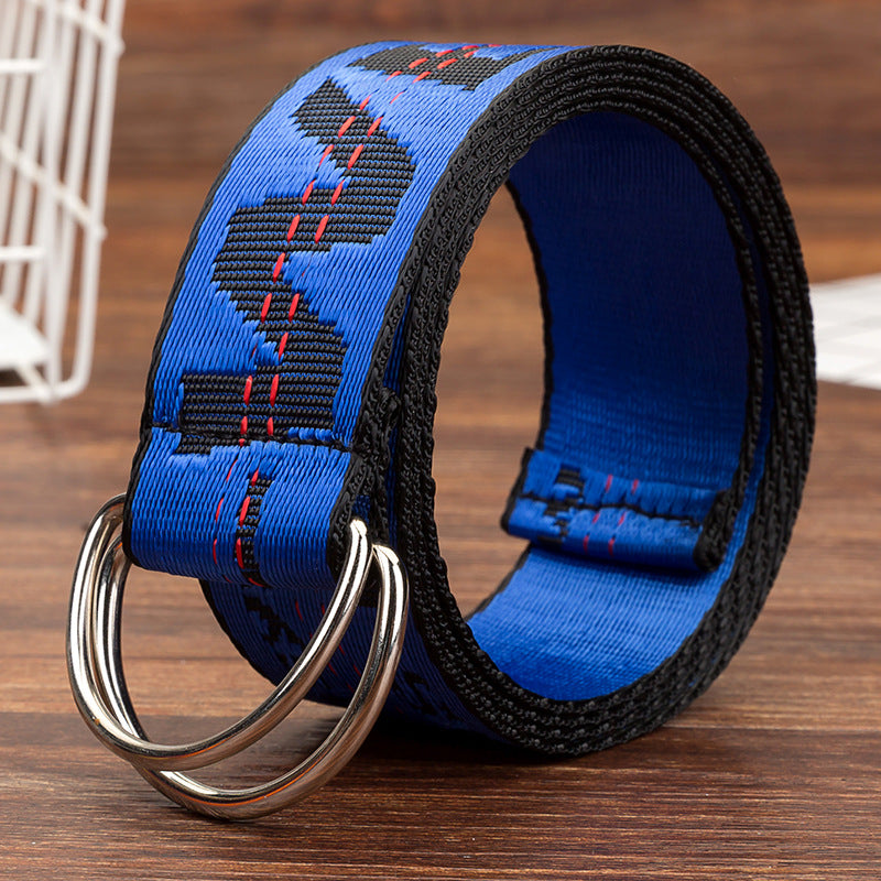 Double loop buckle canvas belt