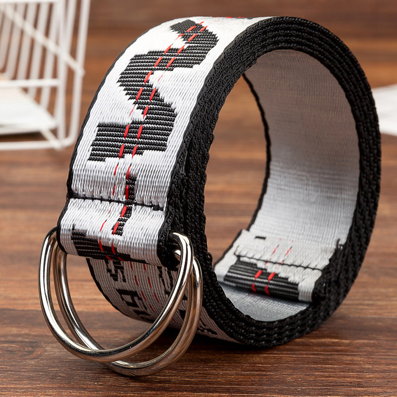 Double loop buckle canvas belt