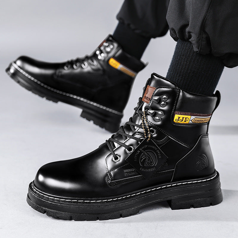 Men's Lace-up Large Head Shoes Outdoor Work Boots Trend Style Doc Martens