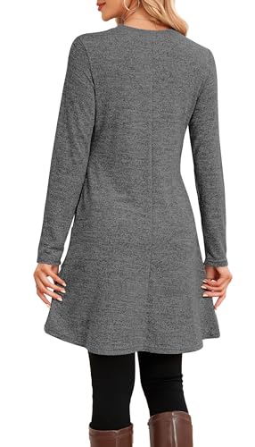 NARRAME Sweater Dresses for Women Winter Long Sleeve Causal Buttons Side Tunic Sweater Dress with Pockets