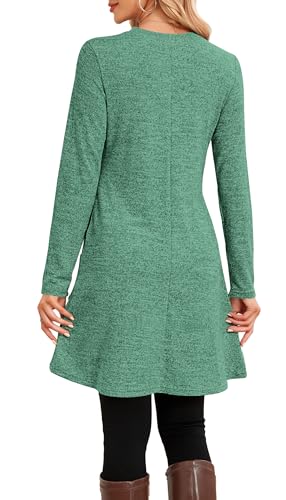 NARRAME Sweater Dresses for Women Winter Long Sleeve Causal Buttons Side Tunic Sweater Dress with Pockets