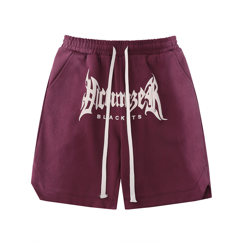 Men's Gothic Letter Drawstring Basketball Five-point Sports Shorts