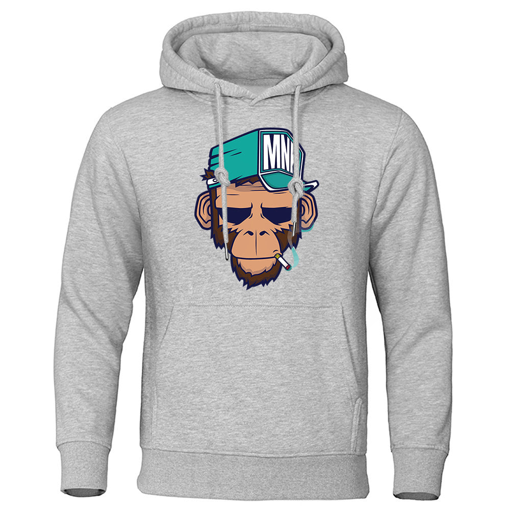 Personality Smoking Monkey Hoodie Sweatshirt Hip Hop Casual Street Hooded