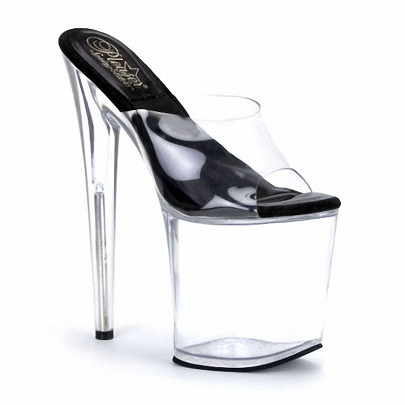 Transparent crystal high heels