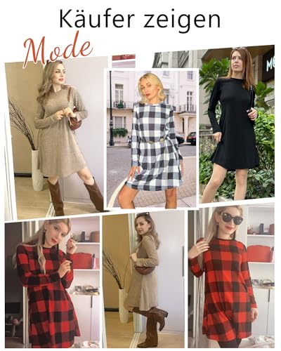 NARRAME Sweater Dresses for Women Winter Long Sleeve Causal Buttons Side Tunic Sweater Dress with Pockets