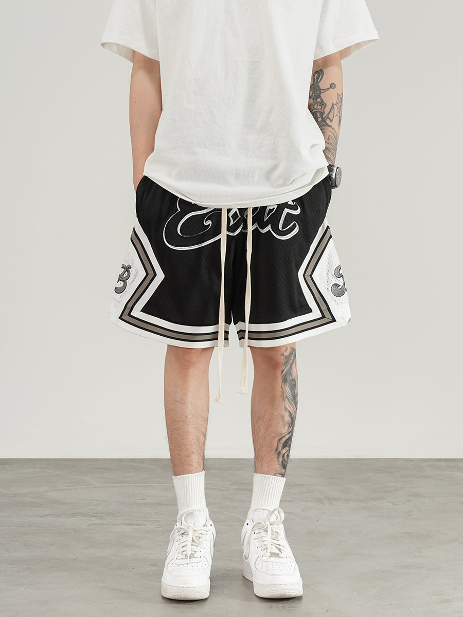 Heavy Industry Embroidered Mesh Basketball Shorts