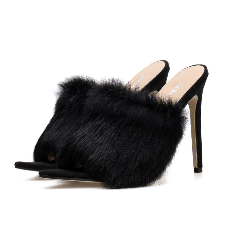 Female fur high heels