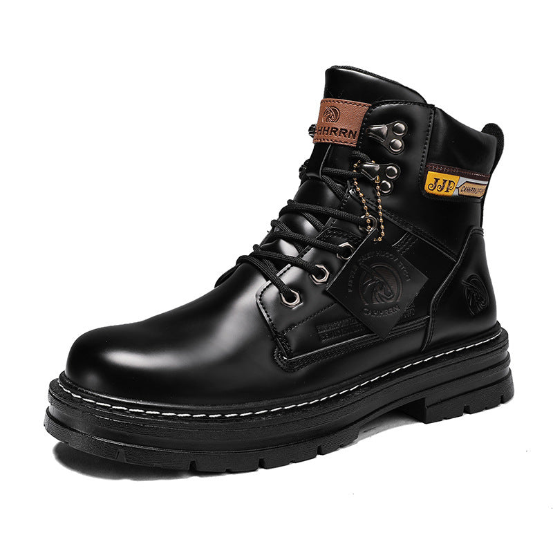 Men's Lace-up Large Head Shoes Outdoor Work Boots Trend Style Doc Martens