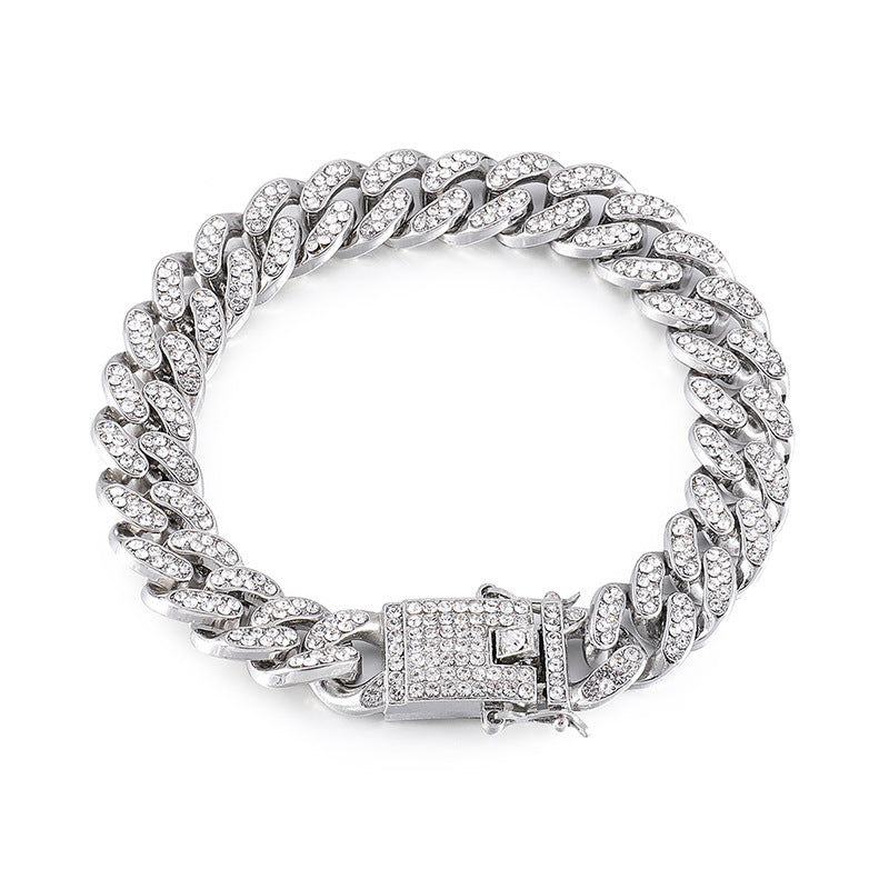 Full Diamond Miami Cuban Bracelet Butterfly Clasp Bangle