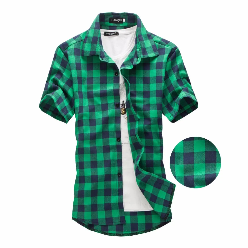 Red and Black Plaid Shirt for Men - 2024 New Summer Fashion - Short Sleeve - Checkered Shirt