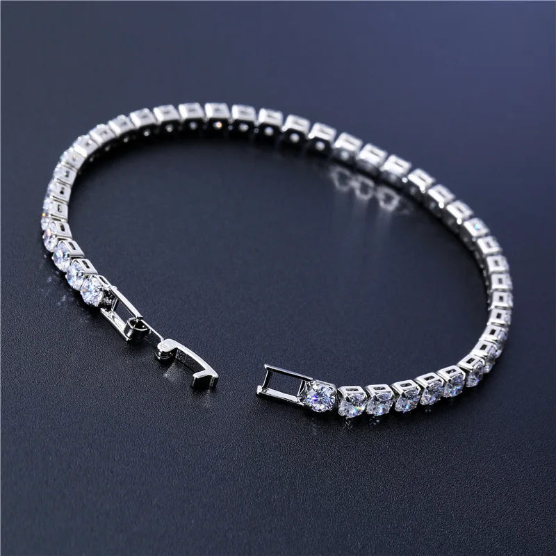 4mm Cubic Zirconia Tennis Bracelet Iced Out Chain Bracelets For Women Men Gold Silver Color Men Bracelet CZ Chain Homme Jewelry