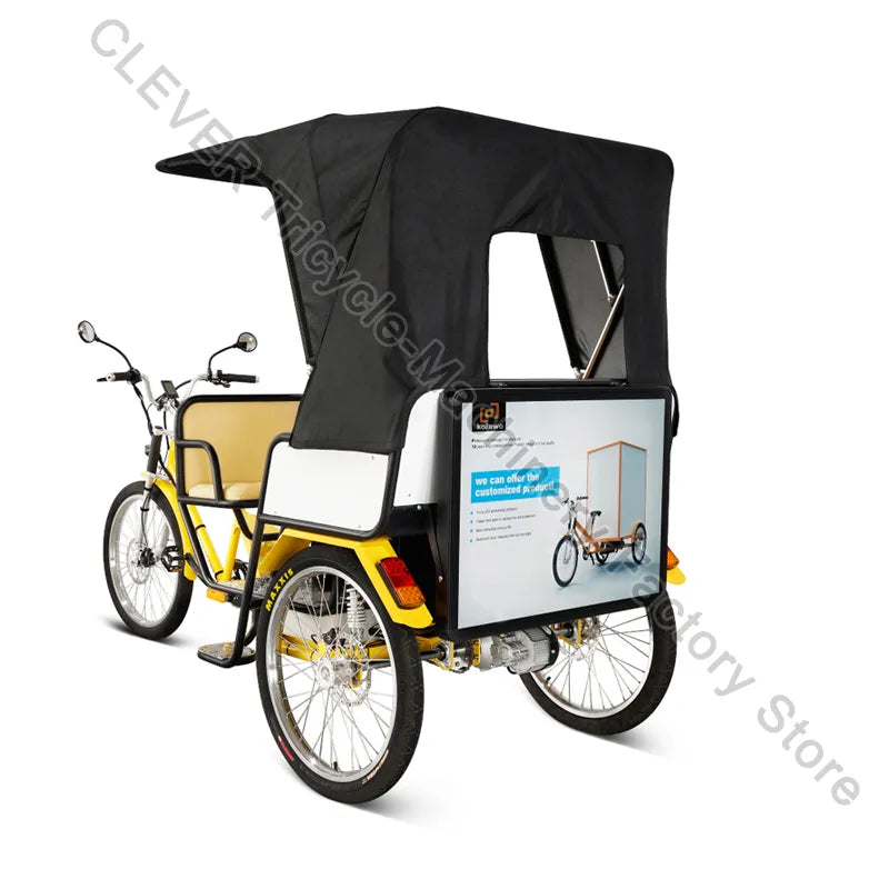 Three Wheeler Battery Powered Auto Rickshaw 48V 750W Electric Pedicab With Pedal Assist For 5 Passengers