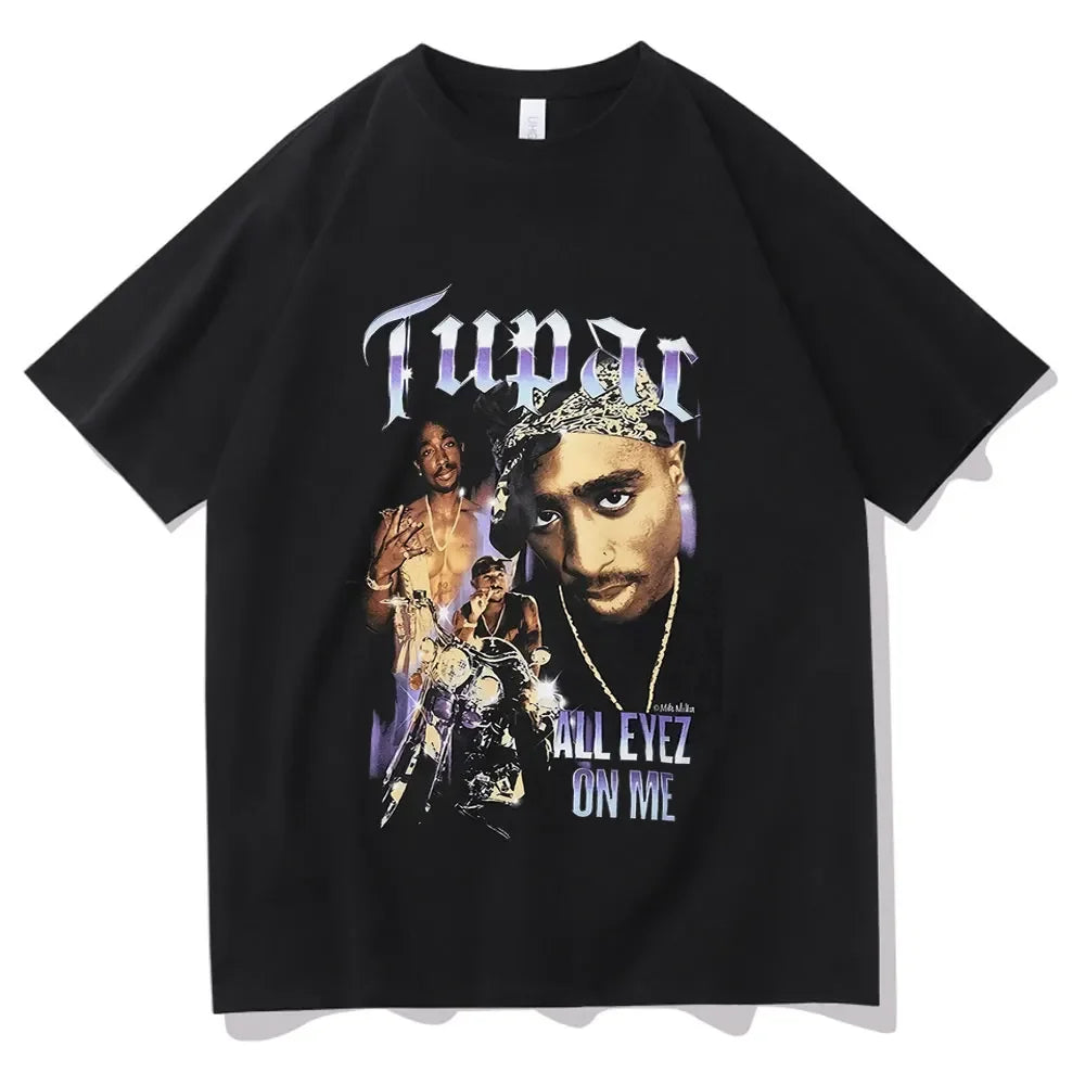 2023 Summer Fashion T-shirt Rapper Tupac Tops Hip Hop Streetwear Oversized Short Sleeves Tee Shirt Men Women  T Shirt