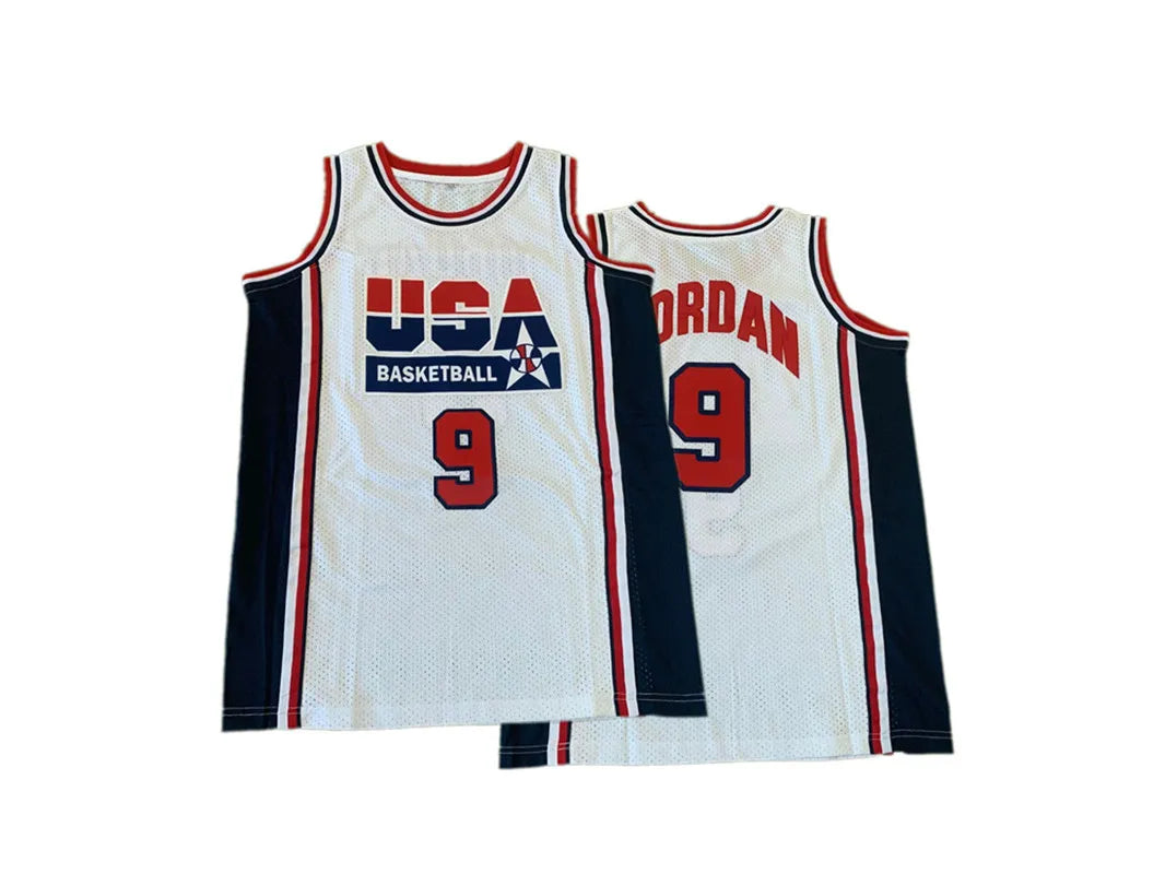 1992 Usa Basketball Jersey Color White Navy Name And Number Embroidery Sewing