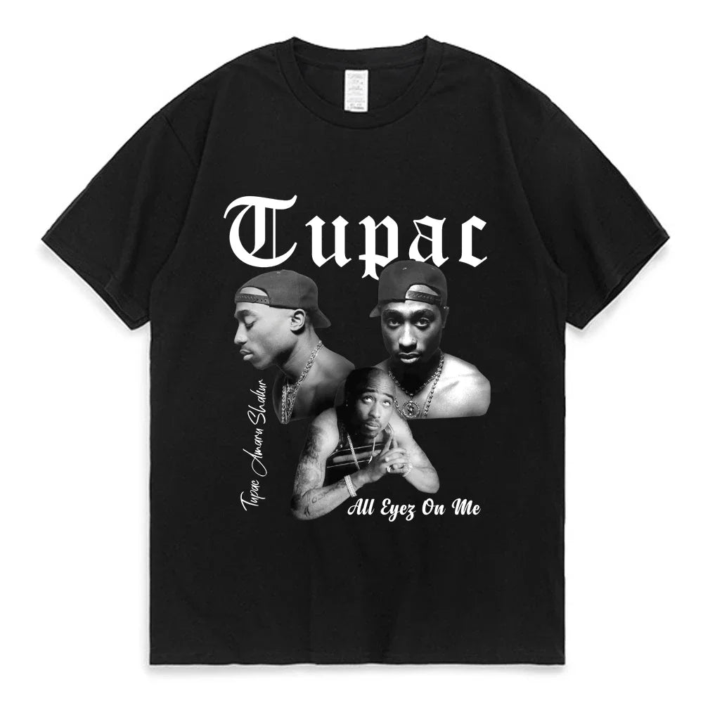 2023 Summer Fashion T-shirt Rapper Tupac Tops Hip Hop Streetwear Oversized Short Sleeves Tee Shirt Men Women  T Shirt