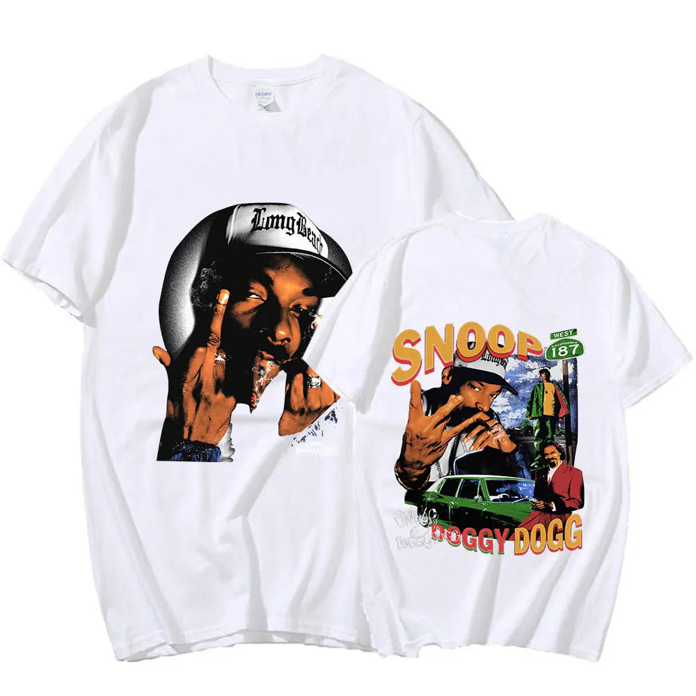 Snoop Dogg 90s Rapper Graphic T-Shirt - Men's Hip Hop Gothic Street Style - High Quality 100% Cotton - Oversized Fit