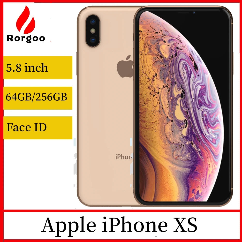 Apple iPhone XS Mobile phone Face ID 5.8" 4G LTE A12 4G RAM 64GB/256GB/512GB ROM Hexa Core Original Unlocked Used Cell Phone