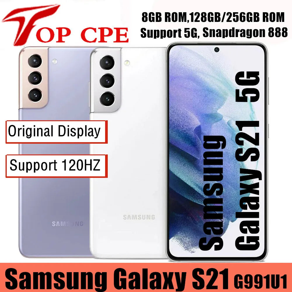 Samsung Galaxy S21 5G G991U1 6.2" ROM 128/256GB RAM 8GB Snapdragon 888 NFC Triple Rear Camera Octa Core Original 5G Cell Phone