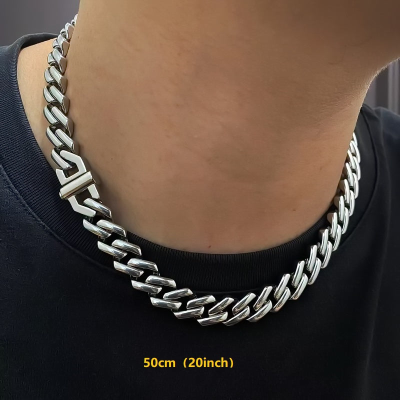 Hip Hop Titanium Steel Miami Diamond Shaped Nude Cuban Necklace