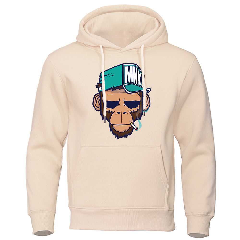 Personality Smoking Monkey Hoodie Sweatshirt Hip Hop Casual Street Hooded