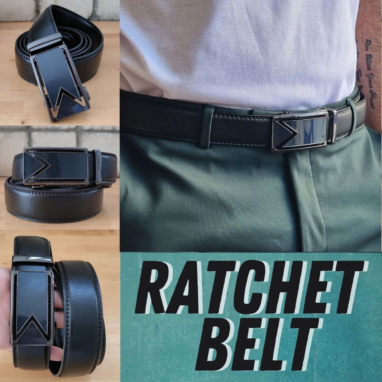 Microfiber Leather Mens Ratchet Belt Belts For Men Adjustable Automatic Buckle