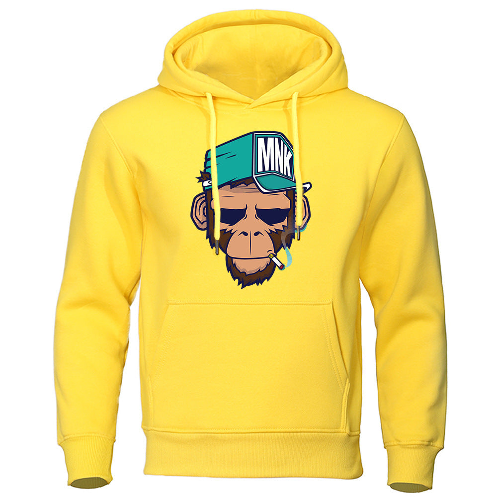 Personality Smoking Monkey Hoodie Sweatshirt Hip Hop Casual Street Hooded