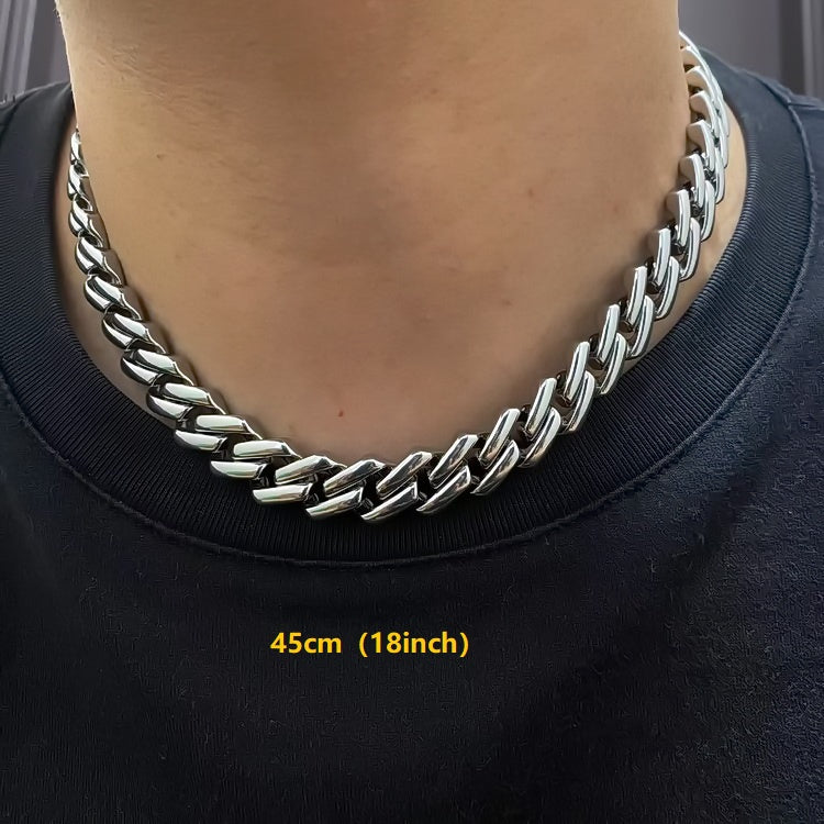 Hip Hop Titanium Steel Miami Diamond Shaped Nude Cuban Necklace