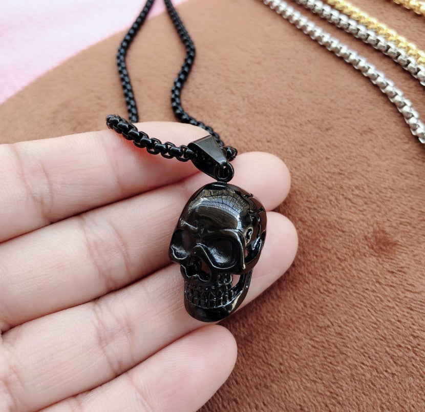 Mens Fashion Simple Skull Pendant Necklace