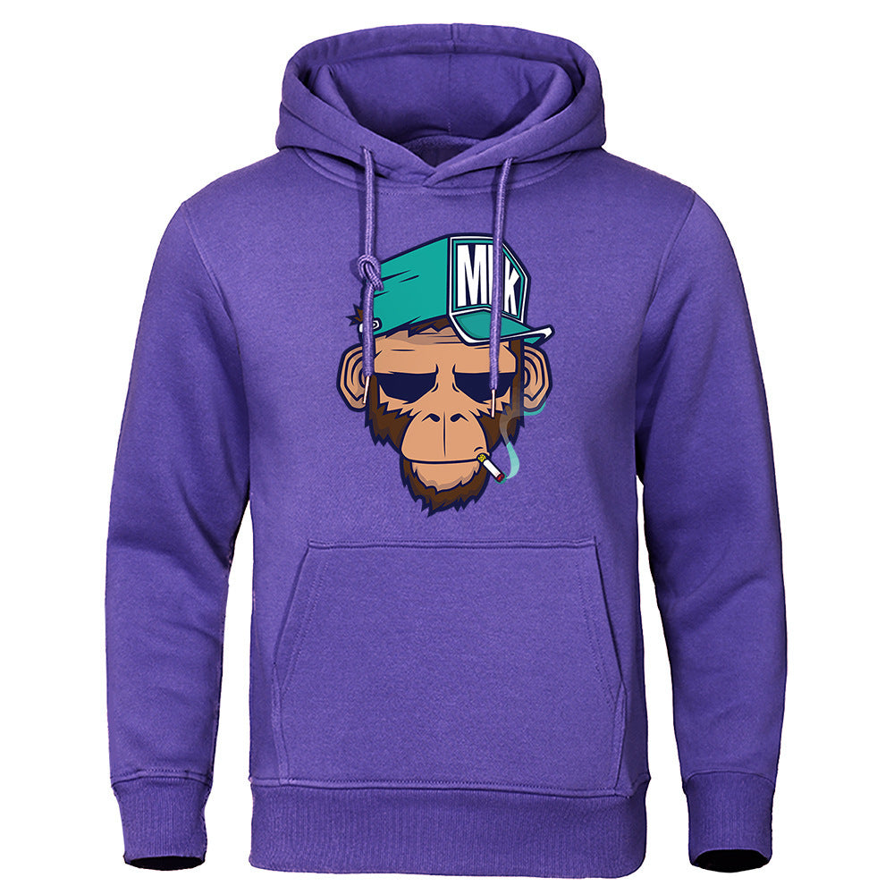 Personality Smoking Monkey Hoodie Sweatshirt Hip Hop Casual Street Hooded