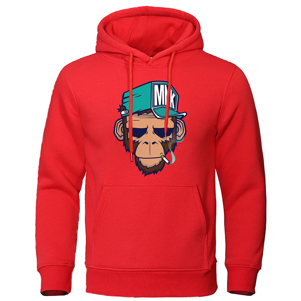 Personality Smoking Monkey Hoodie Sweatshirt Hip Hop Casual Street Hooded